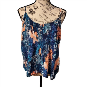 Old Navy Blue Floral Print Tank Top Large